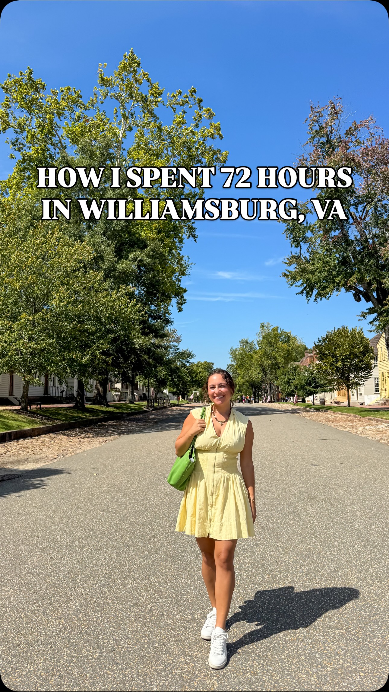 Instagram post by @tastesoftheunion for Visit Williamsburg. Caption reads: How I spent 72 hours in Williamsburg, VA!....
