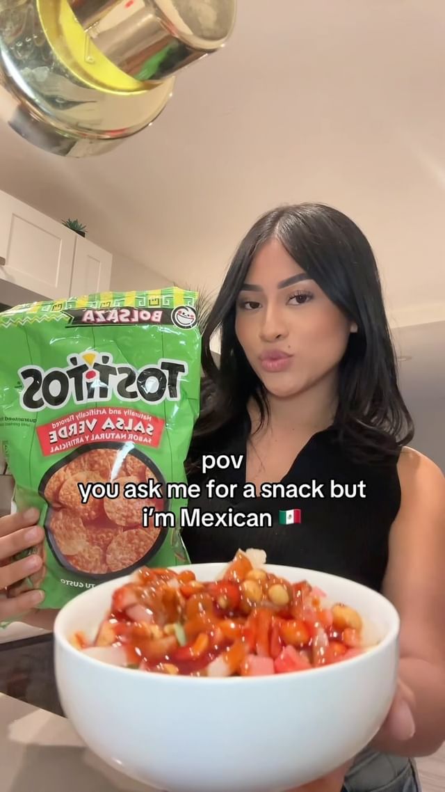 Instagram post by @jasminnmeza for Tostitos. Caption reads: [...] #tostilocos #mexicanfood #botanas....