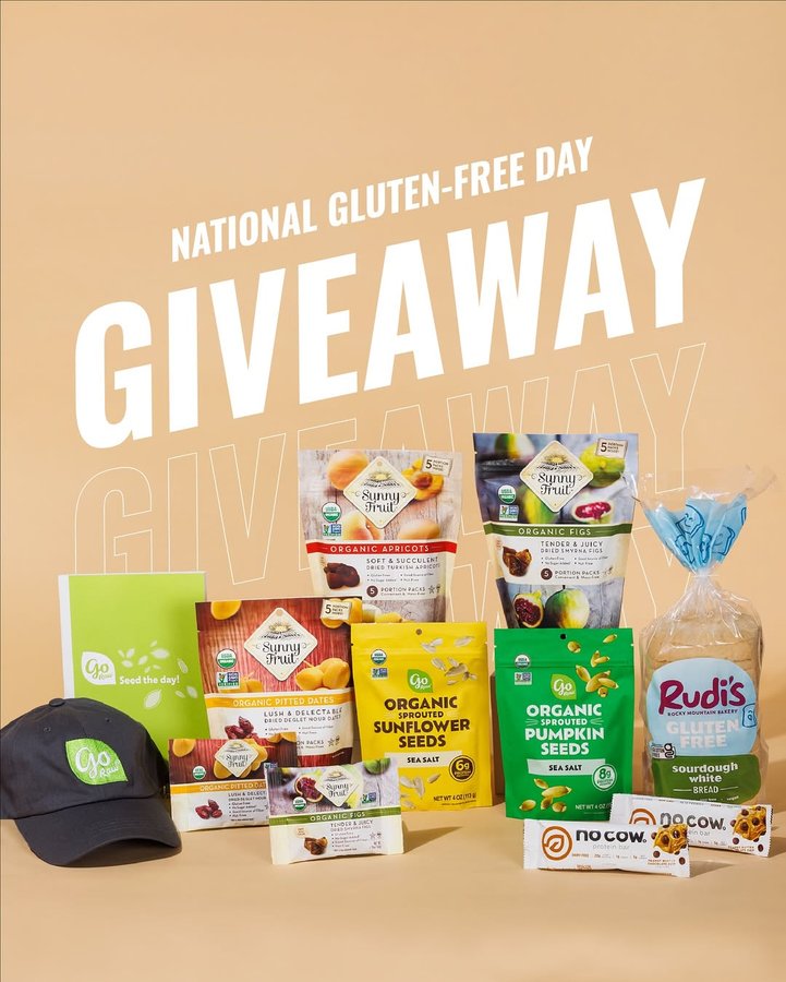 Instagram post by @sunnyfruitofficial for No Cow. Caption reads: [...] giveaway! @sunnyfruitofficial, @go_raw,....