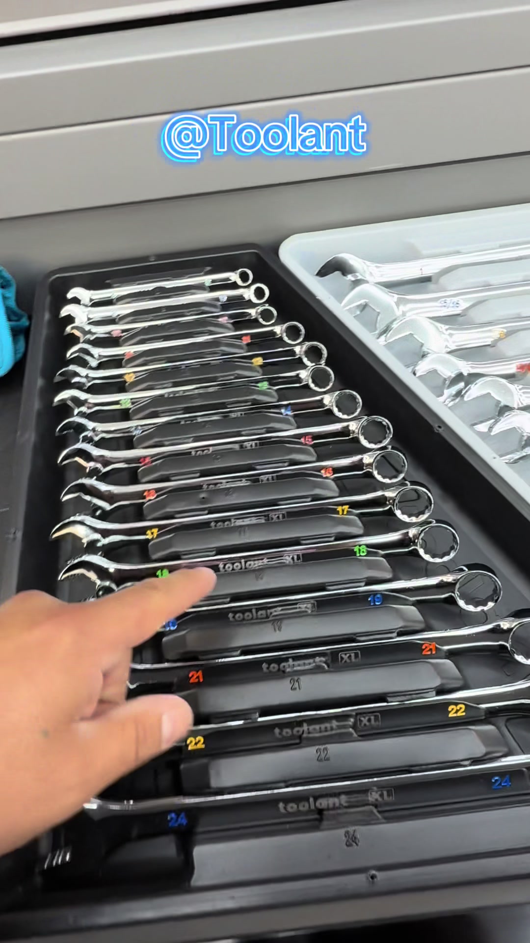 TikTok post by @judaddy79 for toolant. Caption reads: Awesome wrench set! @toolant....