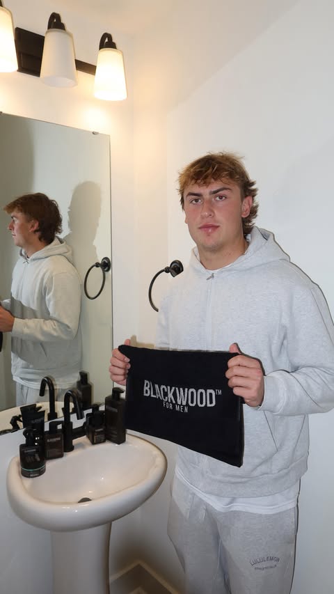 Instagram post by @nolan.hauser for Blackwood For Men. Caption reads: [...] and off it. Powered by my friends....