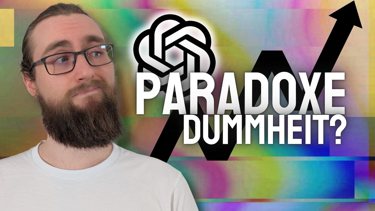 YouTube post by @TheMorpheusVlogs for TechCrunch. Caption reads: Warum KI momentan immer DÜMMER wird.