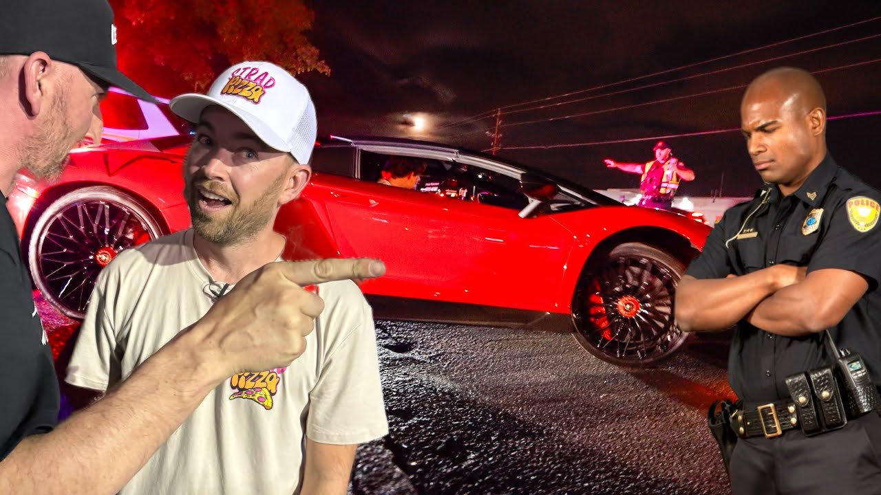 YouTube post by @DailyDrivenExotics for MANSCAPED. Caption reads: POLICE RAID Stradman’s Party — What COPS DEMANDED....
