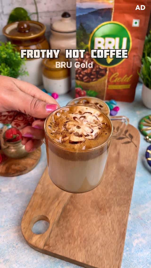 Instagram post by @foodie_hmm for Bru Coffee India. Caption reads: Craving a café-style coffee without stepping out?....