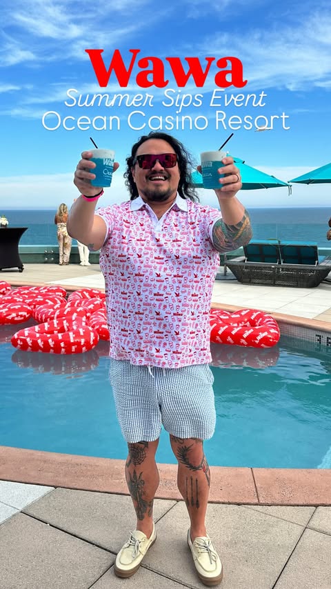 Instagram post by @feedingtimetv for Wawa. Caption reads: @wawa hosted a Summer Sips party @theoceanac [...].