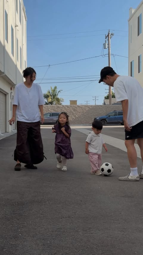 Instagram post by @esthersoyunpark for Gerber. Caption reads: #GerberPartner As a soccer family, this soccer....