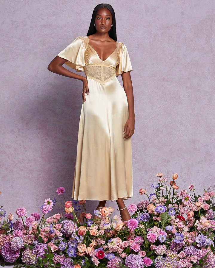 Instagram post by @davinabennett for ASTR The Label. Caption reads: [...] over here!! ♓️💐 

Beautiful dresses....