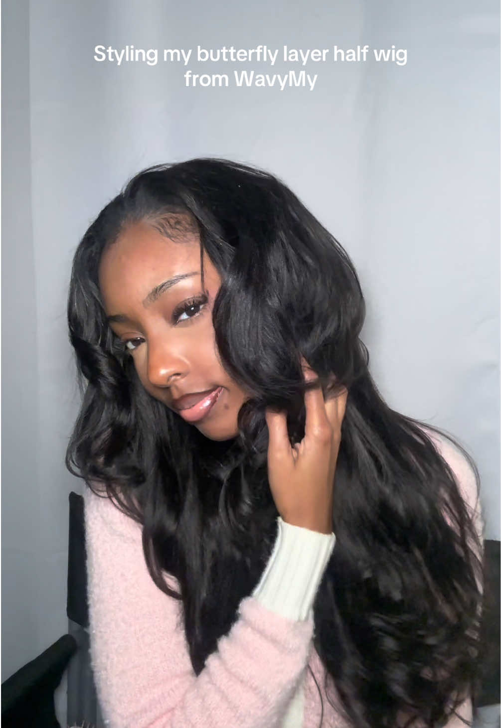 TikTok post by @shaylaaaa25 for Wavymy Hair. Caption reads: Half wigs are theeeee most versatile, this one has....