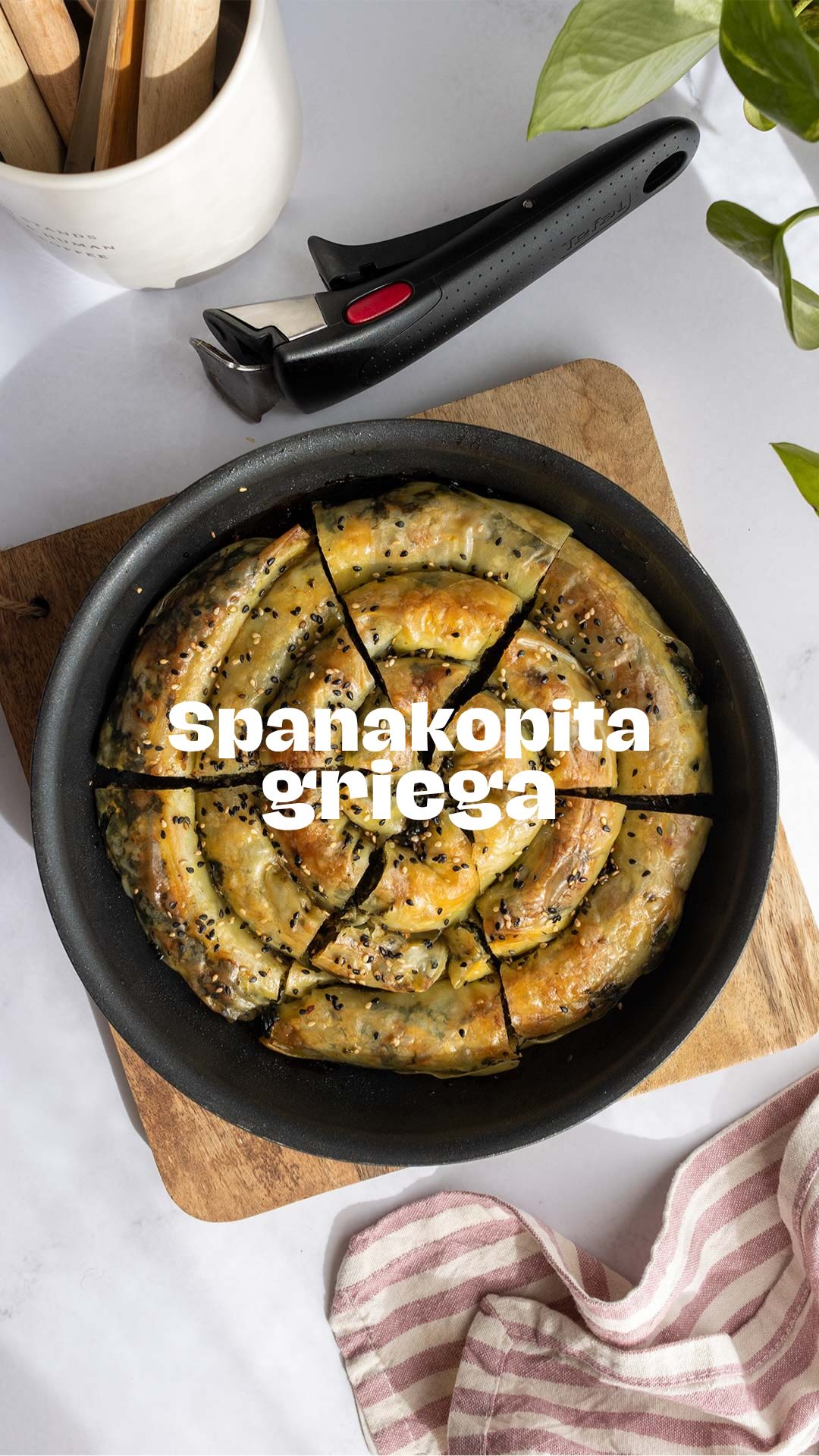 Instagram post by @shoothecook for Tefal. Caption reads: 💥SPANAKOPITA EXPRÉS💥
 
➡️La clave está en las....