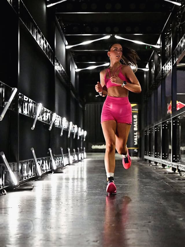 Instagram post by @trainwithkayla for MP Activewear. Caption reads: [...] ⚡️ 📷 @chris_upton . . @myprotein....