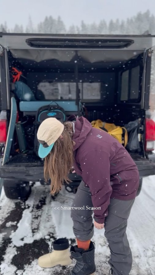 Instagram post by @backcountry.mom for Smartwool. Caption reads: ❄️🎿🌌🛷 No better season than @smartwool ski and....