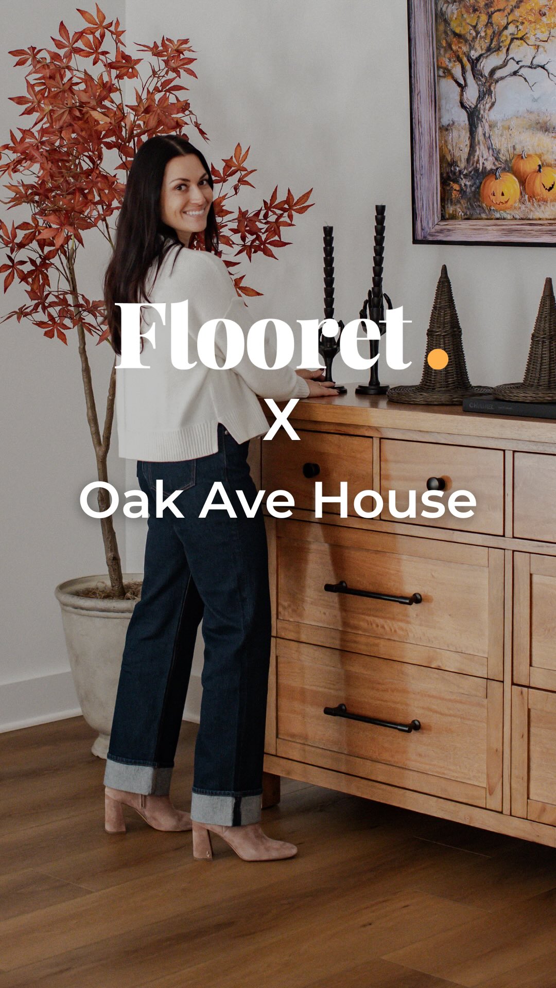 Instagram post by @oakavehouse for Flooret. Caption reads: Ripping up the carpet felt like a fresh start to....