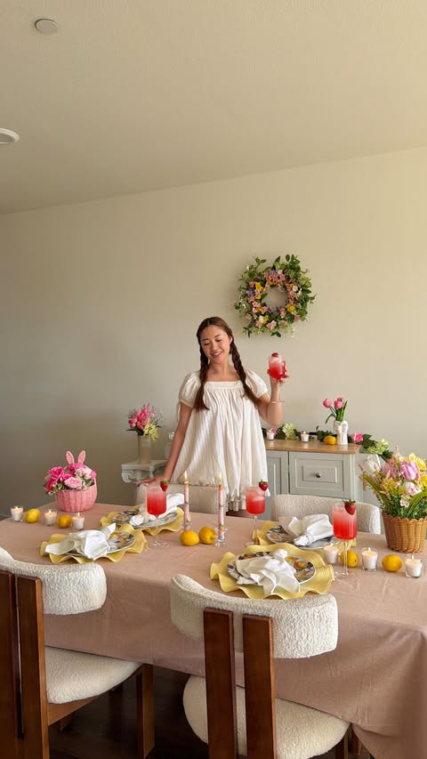 Instagram post by @michelechung_ for At Home. Caption reads: [...] spritz mocktail with all decor from....