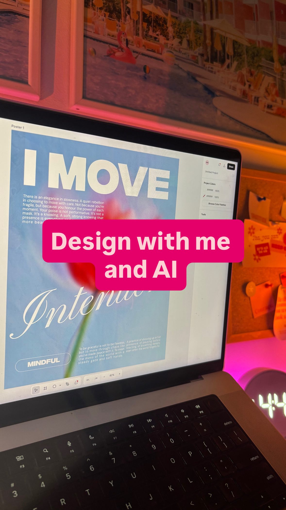 Instagram post by @designbyayelet for Kittl. Caption reads: Design a poster with me and AI 💖

Also featuring....