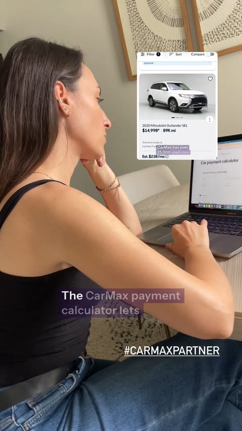 Instagram post by @femmefinancialcoaching for CarMax. Caption reads: [...] Tool Calculator available for you at CarMax.....
