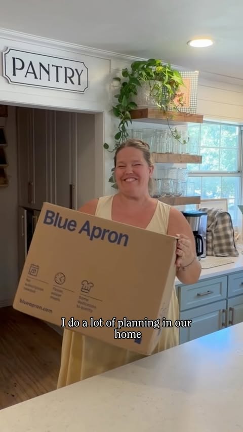 Instagram post by @themhoffers for Blue Apron. Caption reads: [...] everyone at the table will eat! @blueapron....