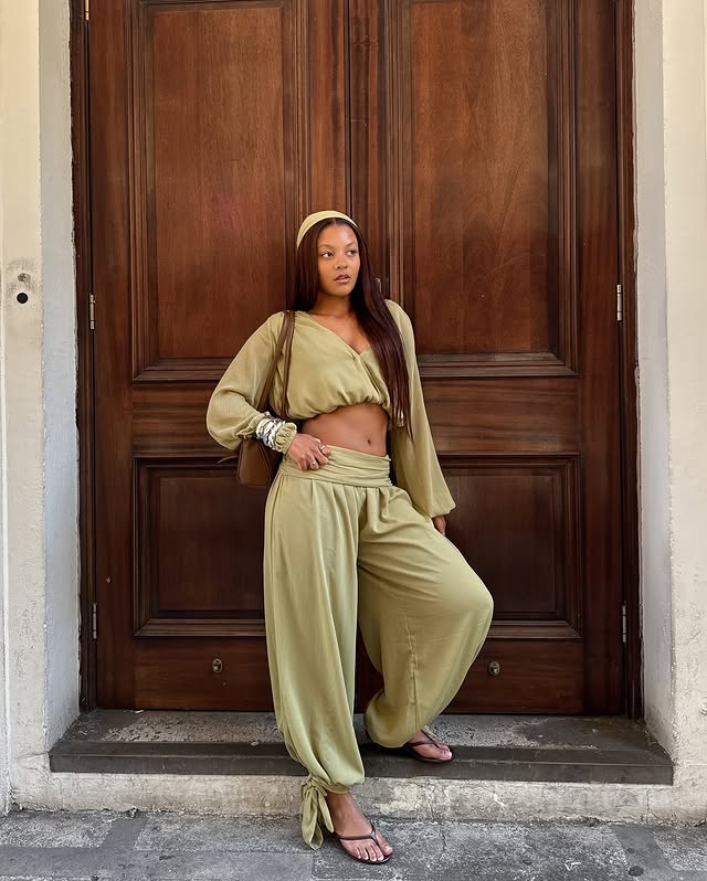 Instagram post by @tia.forbes for EGO. Caption reads: Neutral, but never boring 🥝🤎 @egoofficial....