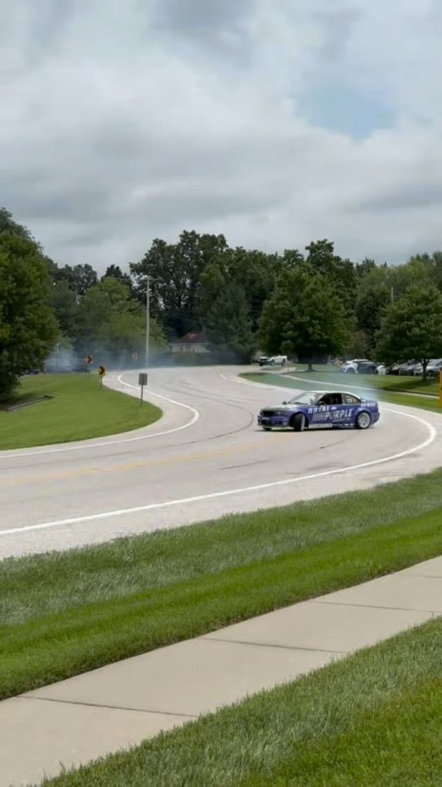 Instagram post by @dylanhughes129 for O'Reilly Auto Parts. Caption reads: Our aunual skid out front of @oreillyautoparts....