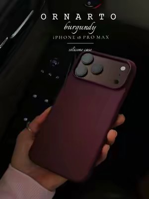 TikTok post by @carlaflor3s for ORNARTO. Caption reads: #iphone18 #burgundy #phonecase #inspo #ornarto....