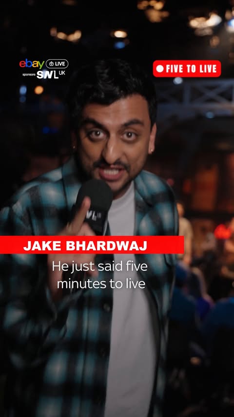 Instagram post by @snluk for Sky TV. Caption reads: We're Five to Live! @jakebhardwajtv takes you....