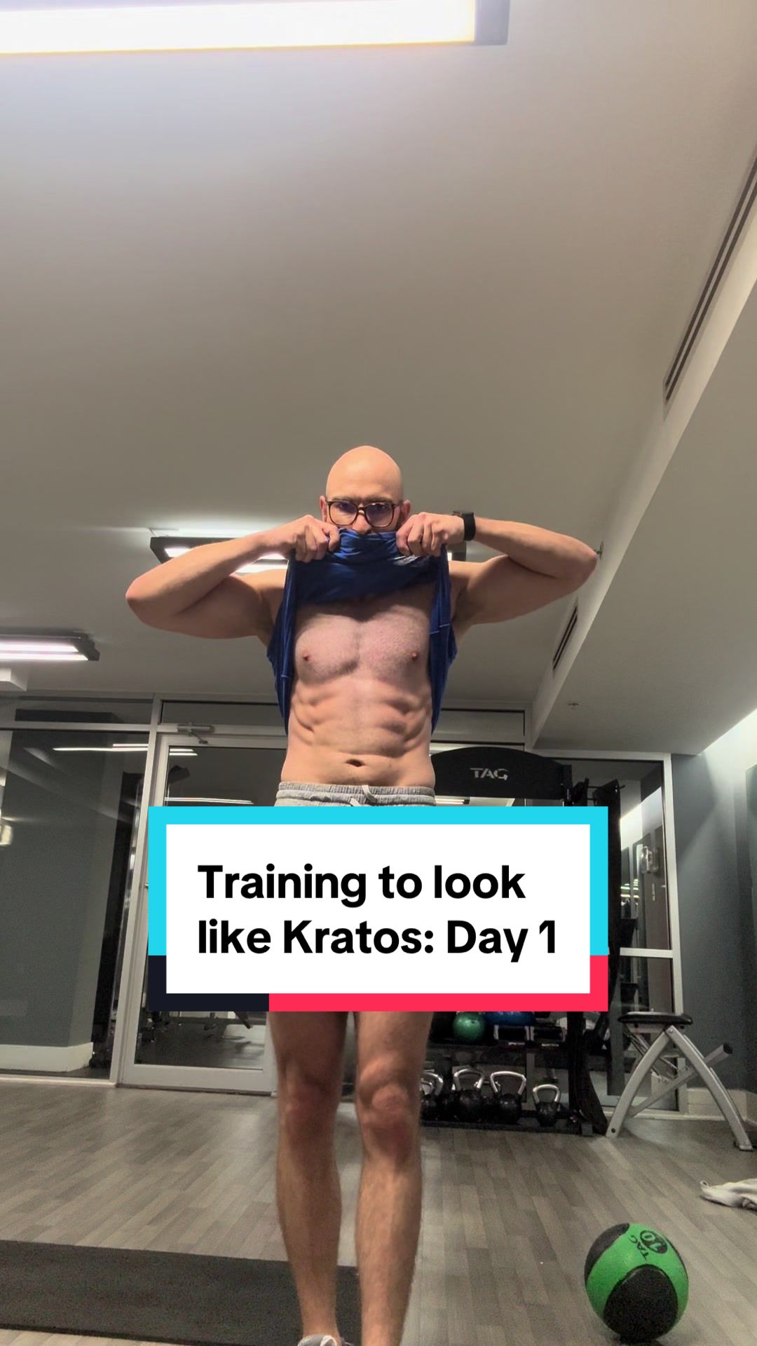 TikTok post by @bald_bandito for Maamgic. Caption reads: [...] look like Kratos. These shorts are epic....