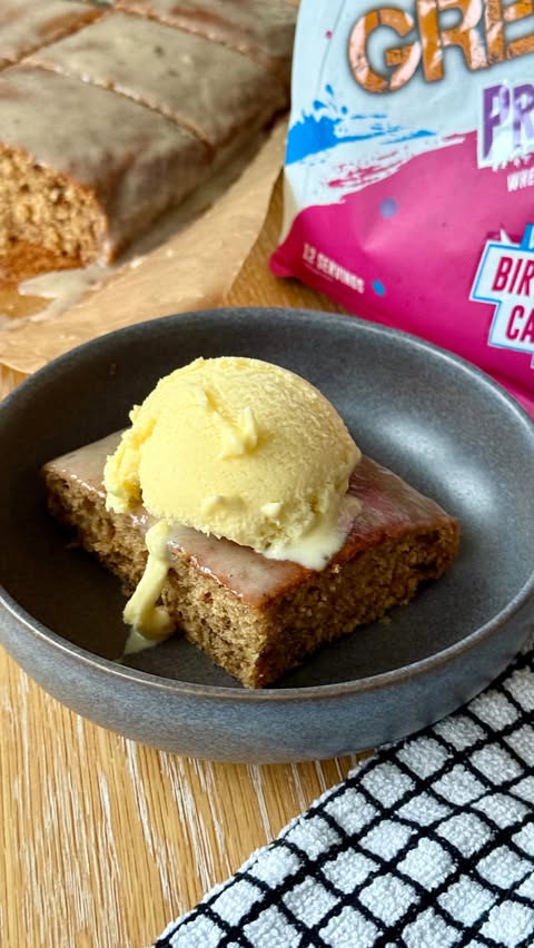 Instagram post by @kirstyfletcher for Grenade. Caption reads: Healthier high protein sticky toffee....