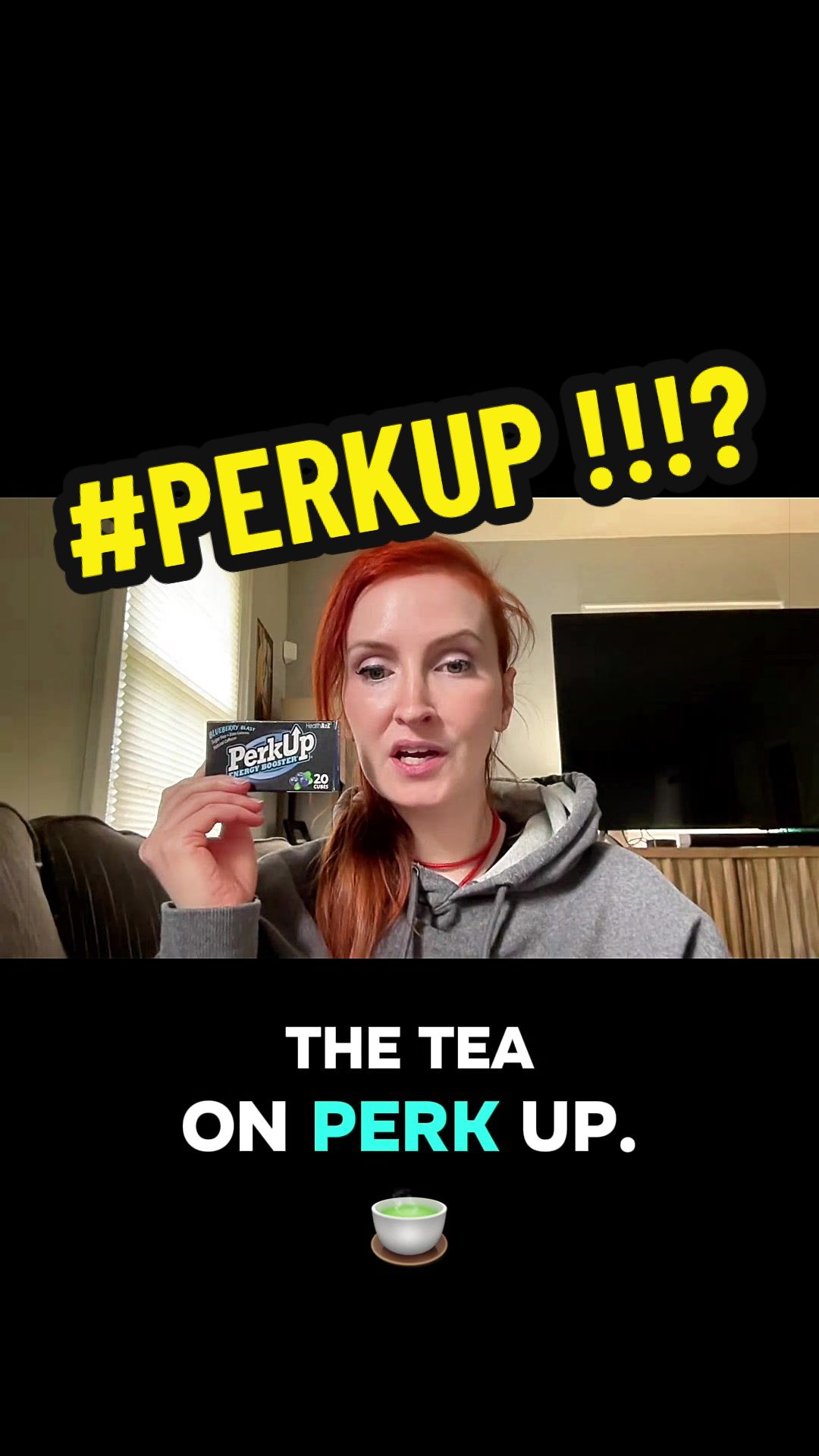TikTok post by @lucindakoza for HealthA2Z. Caption reads: [...] during the day! First stop: PerkUp by....