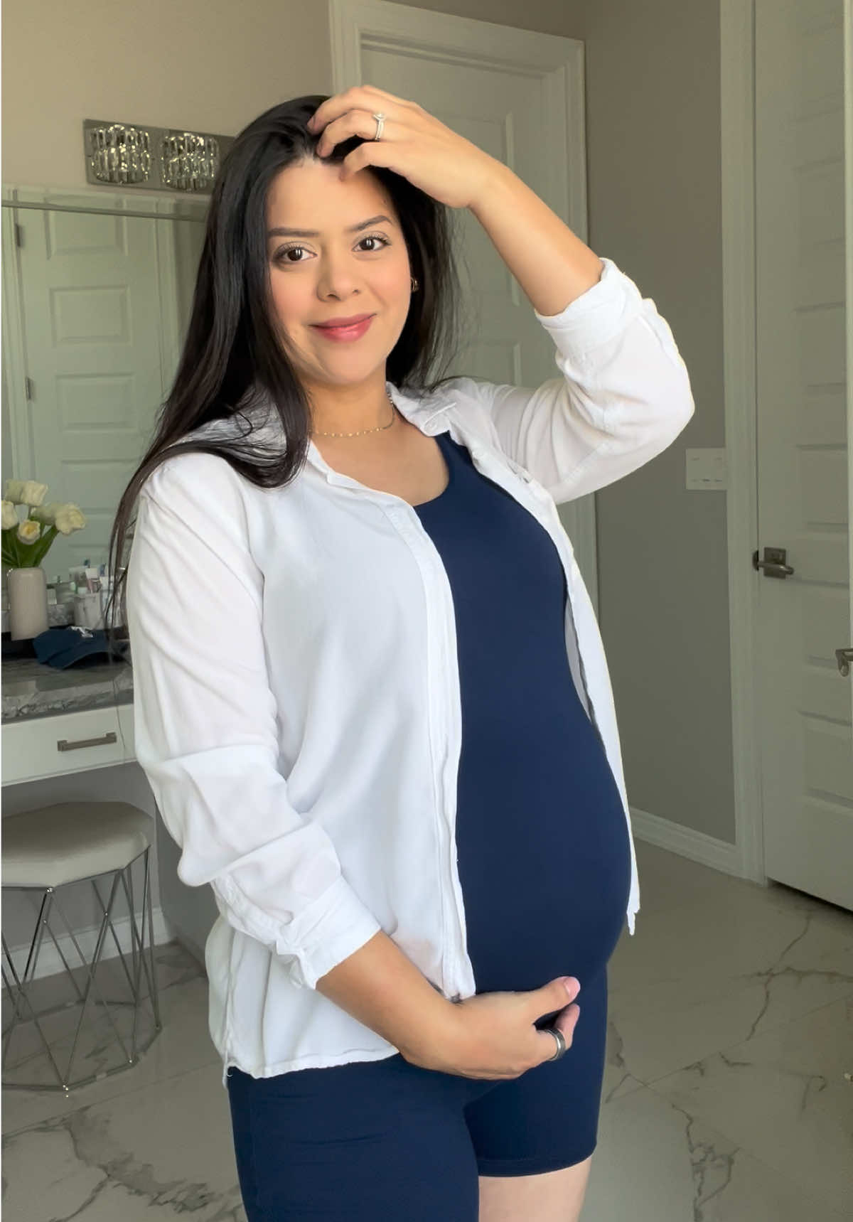 TikTok post by @ameeleigh6 for Poshdivah. Caption reads: [...] every aspect of this pregnancy. 💙🍼....