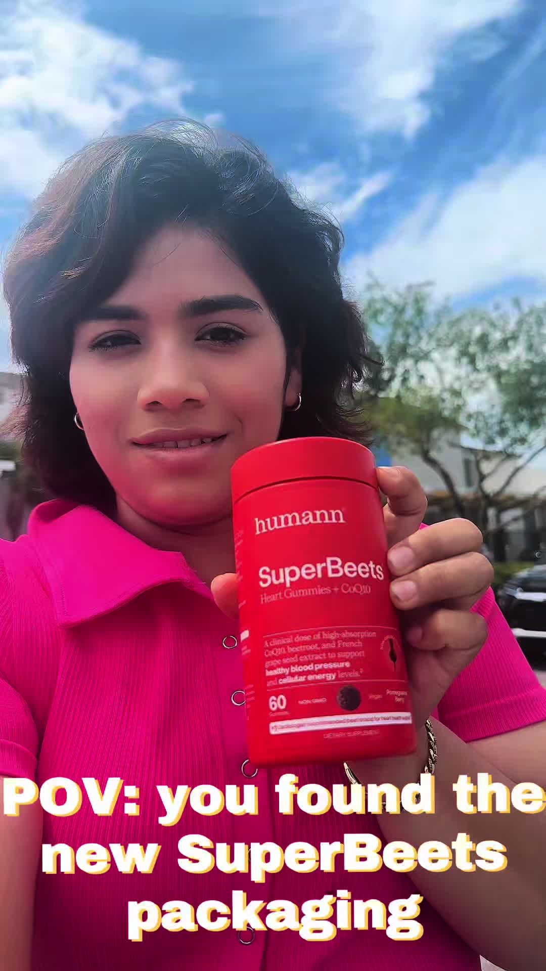 TikTok post by @brendy_moreno for Humann. Caption reads: [...] for the new SuperBeets Heart Chews by HumanN....
