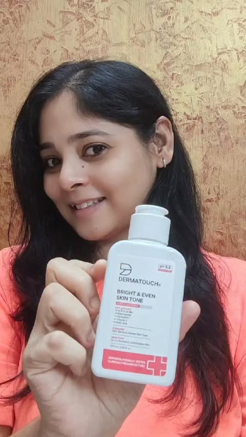 Instagram post by @mom_who_loves_makeup for Dermatouch. Caption reads: Trying out the Dermatouch Bright & Even Skin Tone....