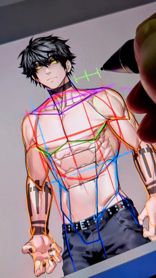 Instagram post by @laovaan for Clip Studio Paint. Caption reads: A short torso tutorial. It's not the way I....