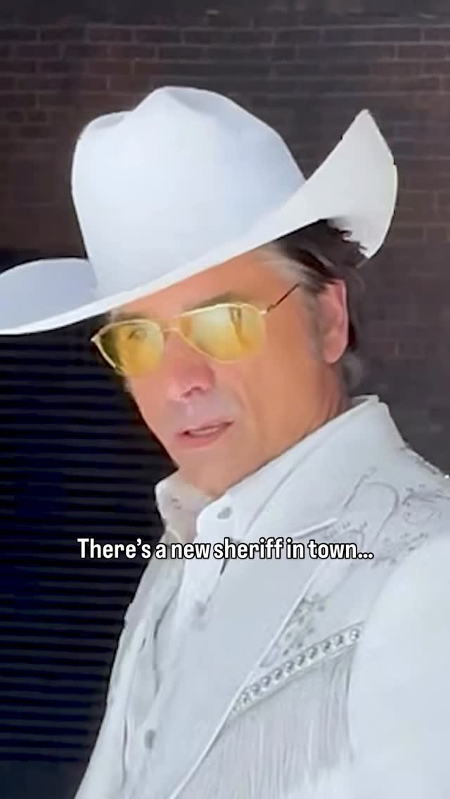 Instagram post by @johnstamos for Apple TV. Caption reads: Season 2 of Palm Royale premieres tonight on....