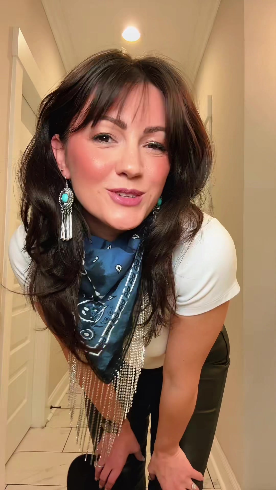 TikTok post by @simplysamrobinson for Willow Boutique. Caption reads: Leather Blakely pants from Willow boutique @Willow....