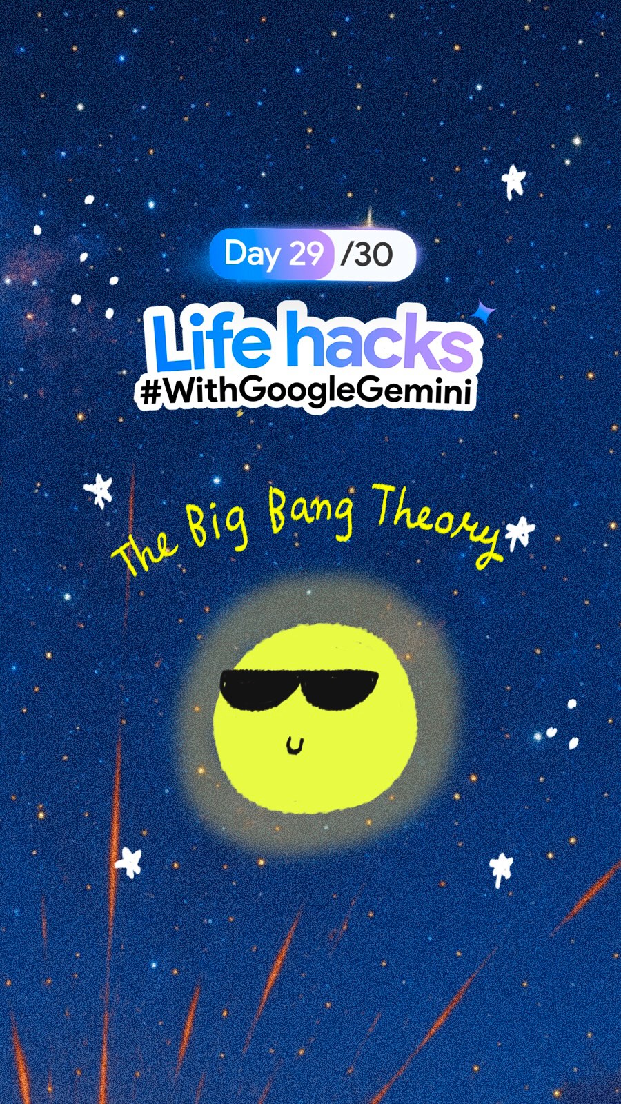 Instagram post by @neha.doodles for Google India. Caption reads: Asked Google Gemini what the Big Bang Theory is....