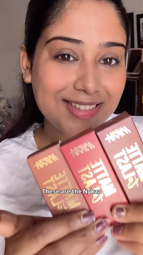 Instagram post by @creating__lovee for Nykaa Cosmetics. Caption reads: [...] keeps up with your day 💄🤎 Wearing Nykaa....