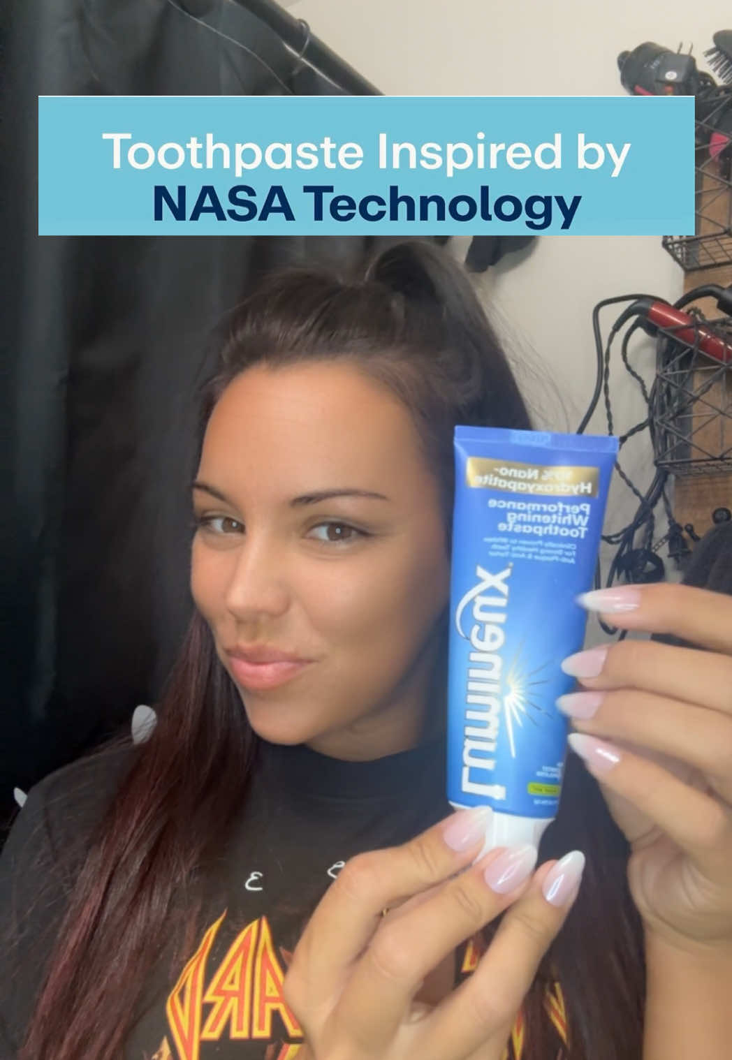 TikTok post by @_rianalee for Lumineux. Caption reads: [...] + stronger enamel & no sensitivity 🦷....