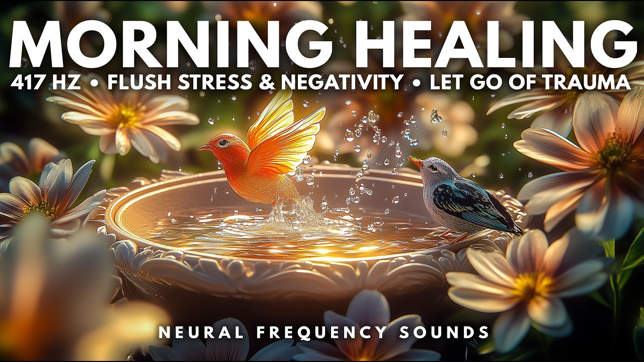 YouTube post by @NeuralFrequencySounds for Zebra Print. Caption reads: 417 Hz Morning Cortisol Flush 🌿 Dissolve Stress....