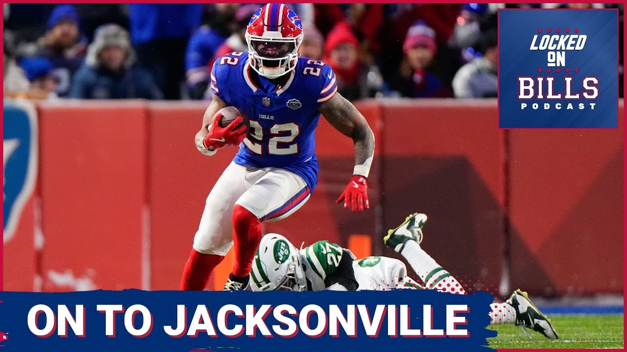 YouTube post by @LockedOnBills for FanDuel. Caption reads: Bills UNLEASH Depth as Mitch Trubisky, Ray Davis....