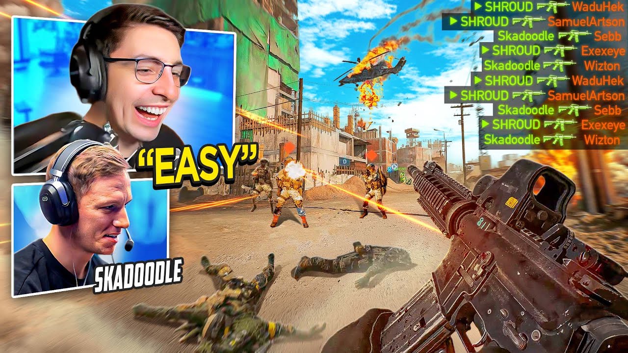 YouTube post by @shroud for Logitech G. Caption reads: WHEN FPS PROS TRY BATTLEFIELD 6.