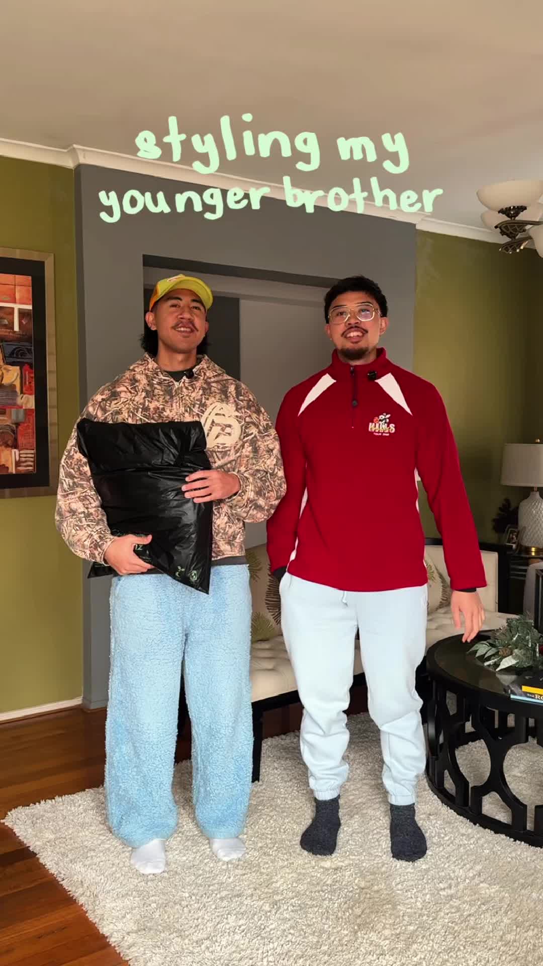 TikTok post by @thepreluv for I Love Ugly. Caption reads: Styling my brother in @I Love Ugly  After pay Day....