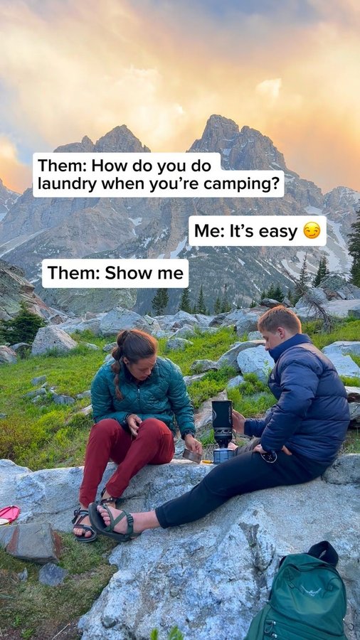 Instagram post by @adventureswithannie__ for The Scrubba. Caption reads: [...] clothes. But, during long trips using....