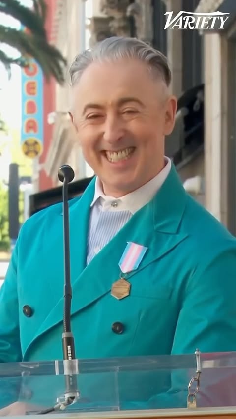 Instagram post by @monica_lewinsky for Variety. Caption reads: #AlanCumming delivers a hilarious speech at his....