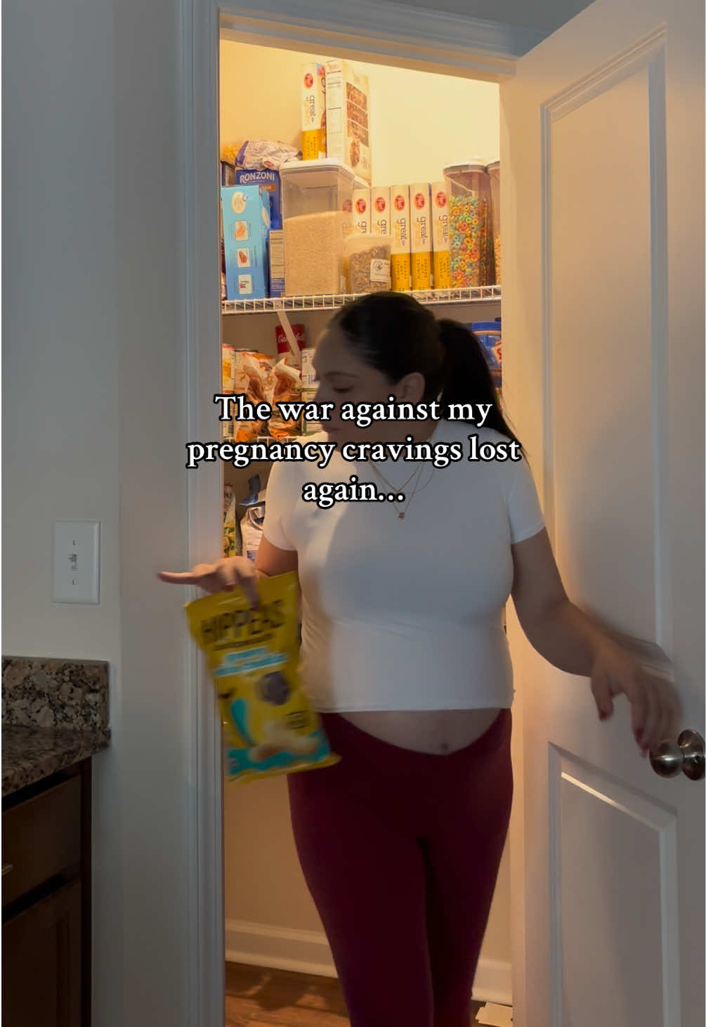 TikTok post by @alythebagel for Hippeas. Caption reads: [...] baby is happy 😊 #glutenfreesnacks @HIPPEAS....