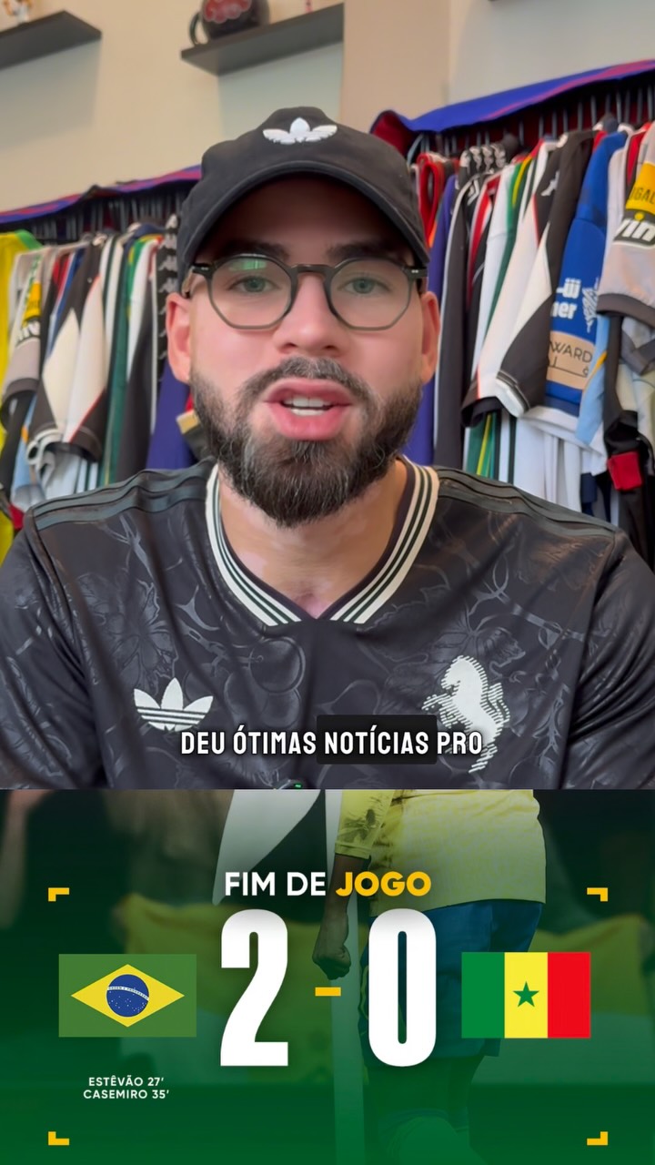 Instagram post by @lucaspedrosa94 for CazéTV. Caption reads: O que vi 👀 de Brasil 2x0 Senegal 🇧🇷🇸🇳 Copa do....