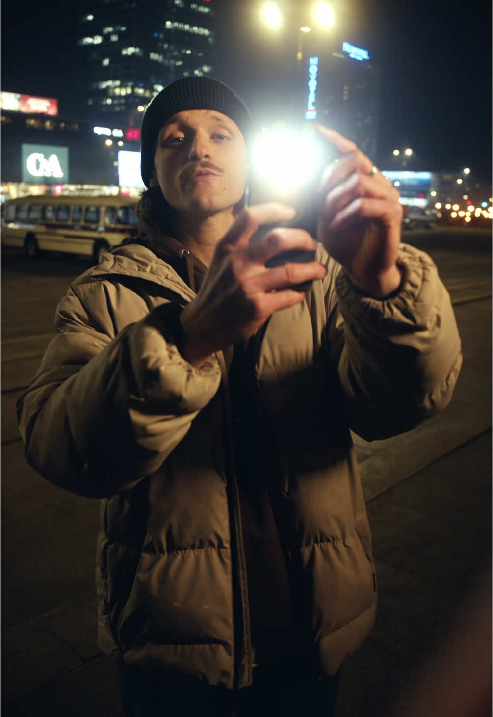 TikTok post by @shymczyk for Media Expert. Caption reads: Noc mu niestraszna - realme 14 Pro+....