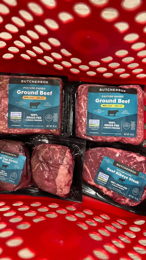Instagram post by @target_junkie for ButcherBox. Caption reads: [...] high-quality protein for my family.....