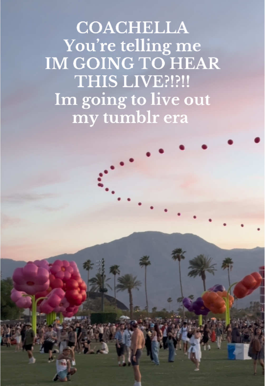 TikTok post by @alondra.blvd_ for Coachella. Caption reads: Coachella 2026 !!! I am so excited 🎡🌴🎠 [...].