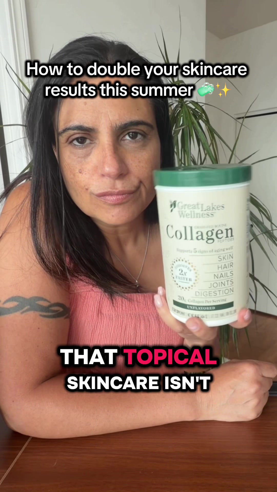 TikTok post by @over50andfiguringitout for Great Lakes Wellness. Caption reads: [...] my summer glow! Huge thanks to Great Lakes....