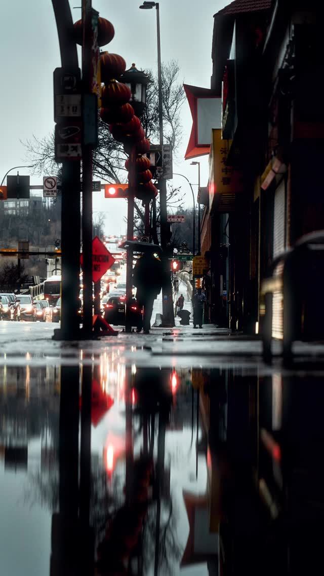 Instagram post by @yyc_street_photography for Dehancer. Caption reads: Rainy day photography featuring @dehancer_photo .....