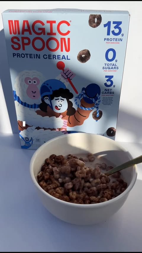 Instagram post by @jossesther for Magic Spoon. Caption reads: [...] 😅🥣 This quick cereal breakfast from....